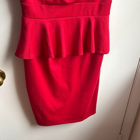 Enfocus Studio Vibrant Red Peplum Mini Dress - Picture 4 of 10